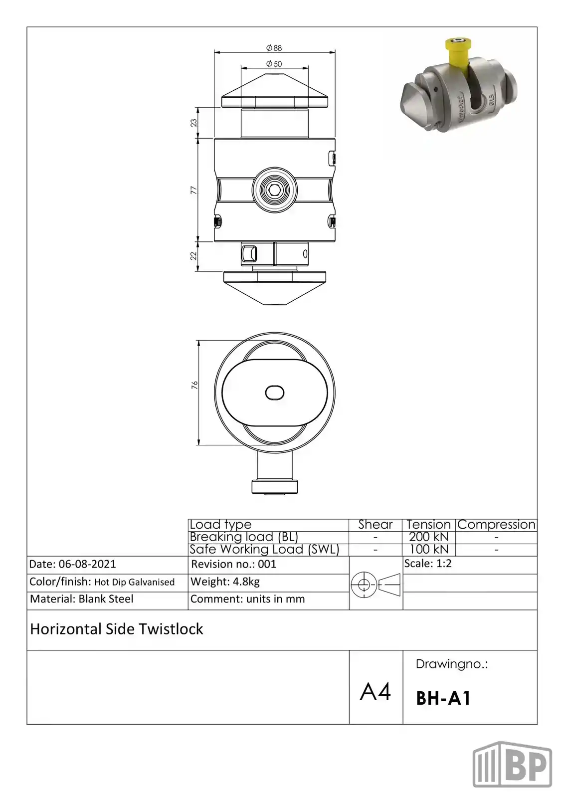 BH-A1 Horizontal Side Twistlock